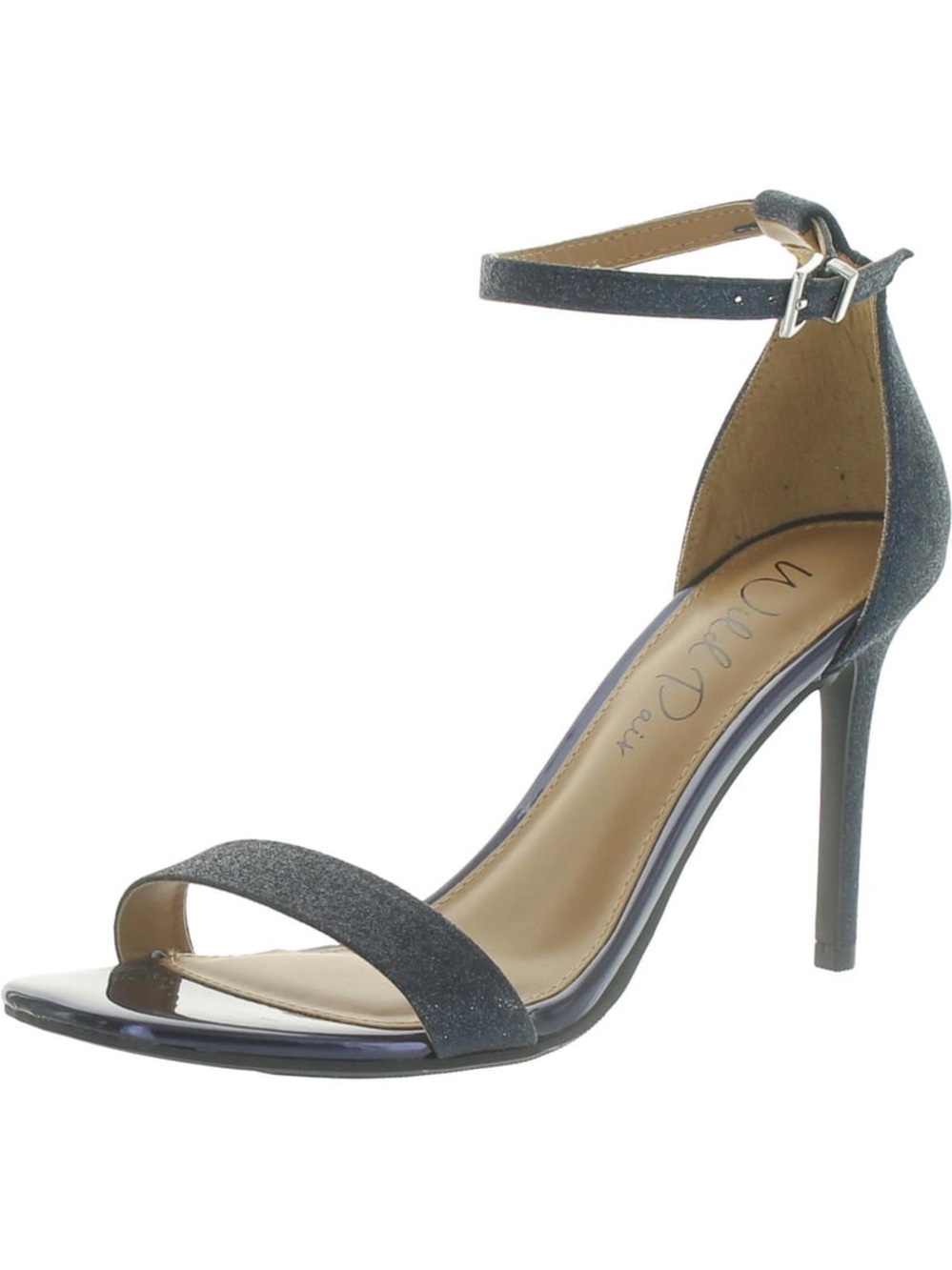 NIB Wild Pair Bethie 2 Navy Glitter Ankle Strap Stiletto Heels Size 10M